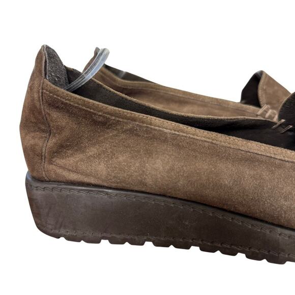 Stuart Weitzman Brown Nubuck Leather Wedge Slip On Casual Comfort Shoes sz 9 - Picture 12 of 16